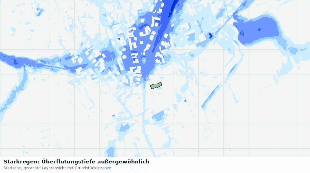 Statische Kartenansicht: Starkregen: Überflutungstiefe außergewöhnlich