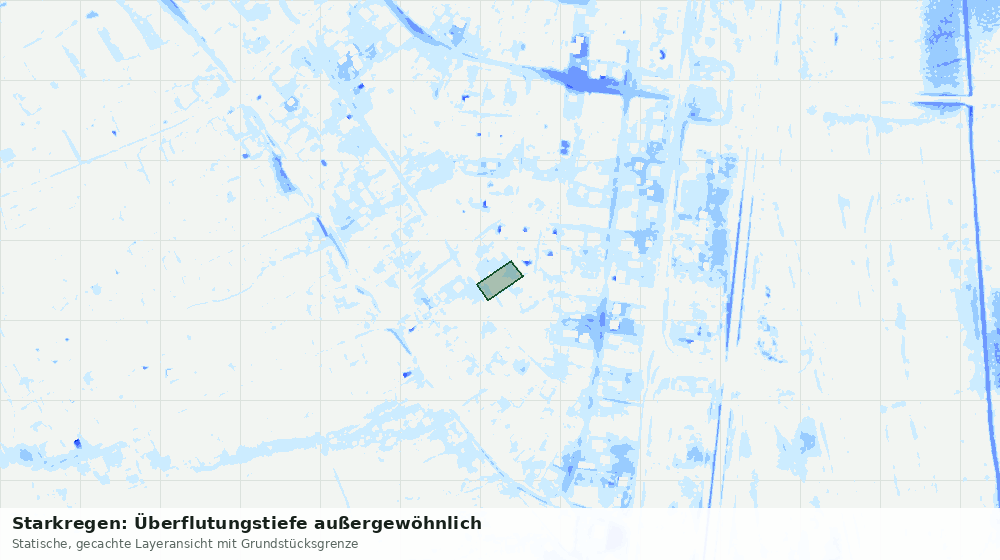Statische Kartenansicht: Starkregen: Überflutungstiefe außergewöhnlich
