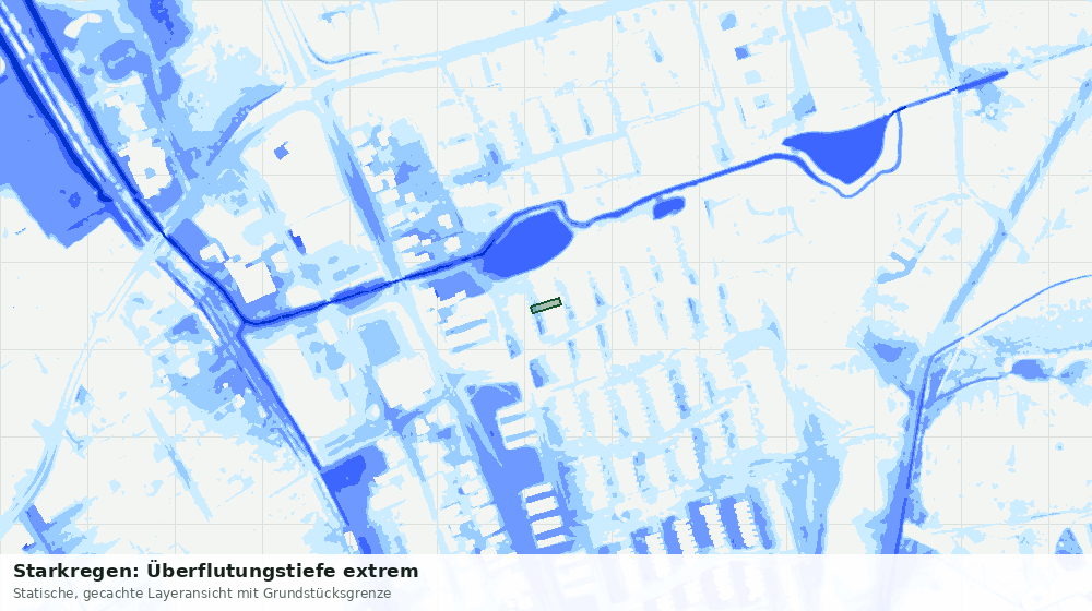 Statische Kartenansicht: Starkregen: Überflutungstiefe extrem