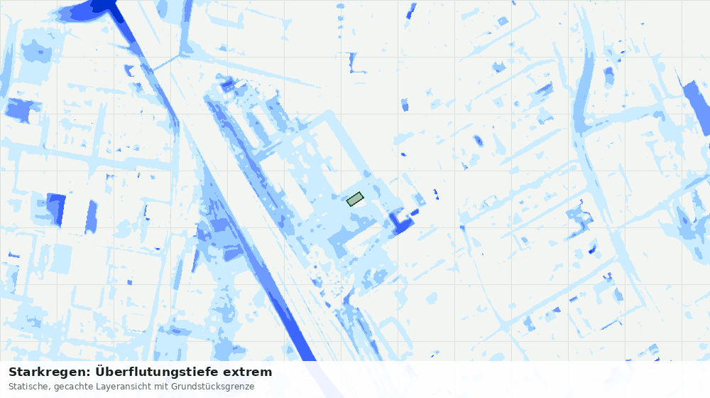 Statische Kartenansicht: Starkregen: Überflutungstiefe extrem