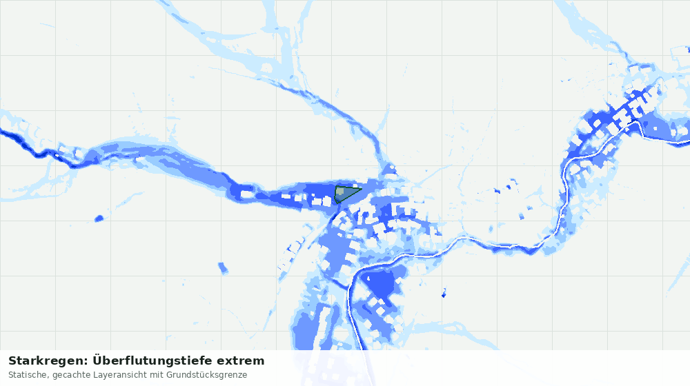Statische Kartenansicht: Starkregen: Überflutungstiefe extrem