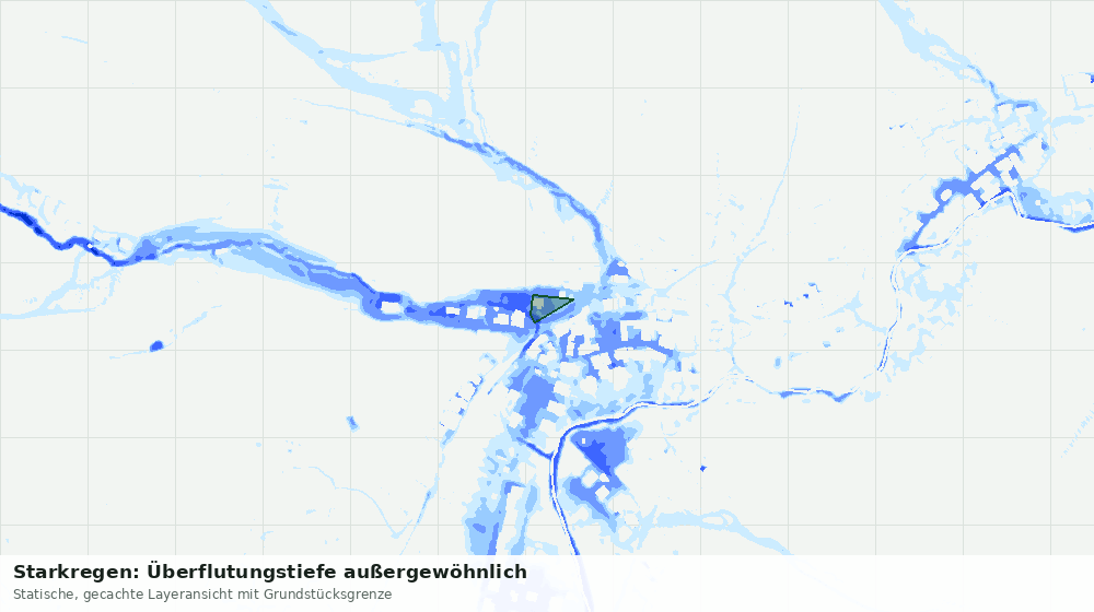 Statische Kartenansicht: Starkregen: Überflutungstiefe außergewöhnlich