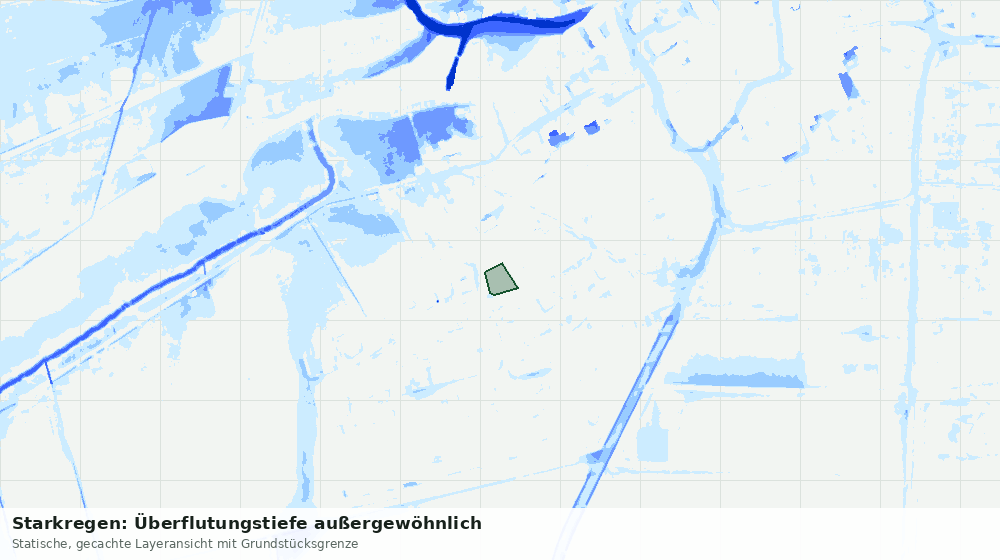 Statische Kartenansicht: Starkregen: Überflutungstiefe außergewöhnlich