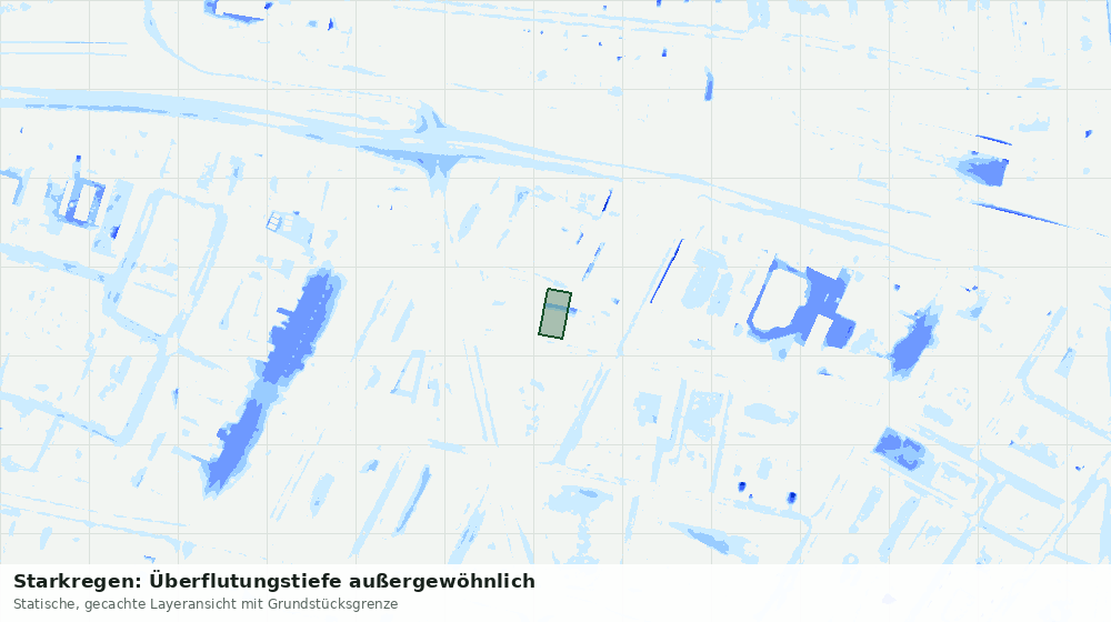 Statische Kartenansicht: Starkregen: Überflutungstiefe außergewöhnlich