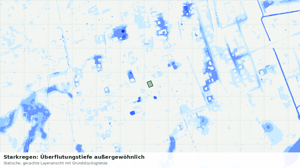 Statische Kartenansicht: Starkregen: Überflutungstiefe außergewöhnlich