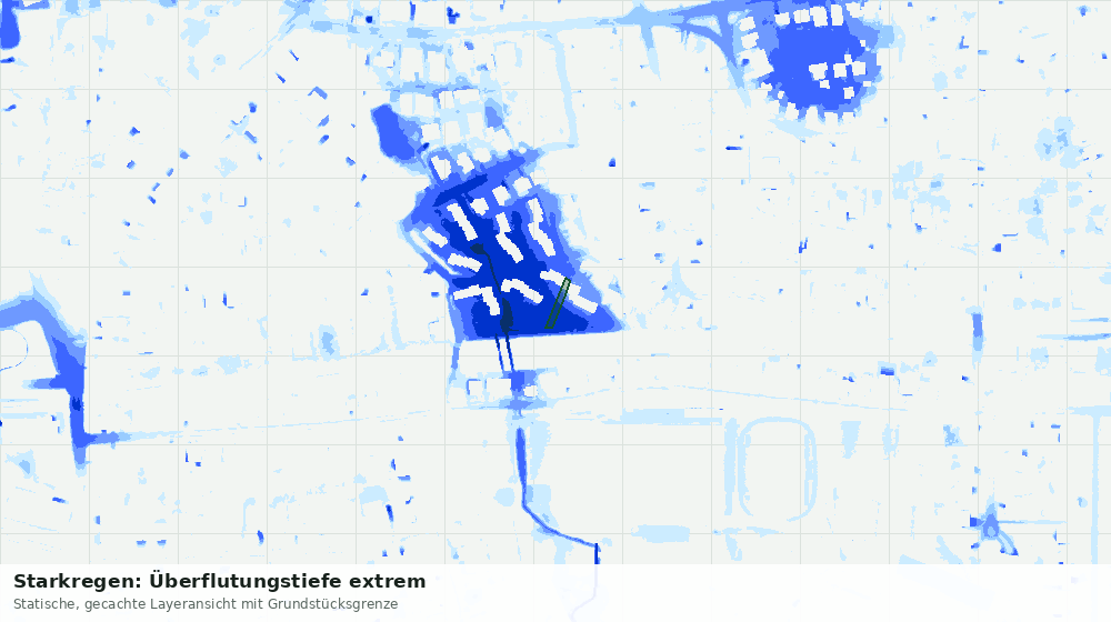 Statische Kartenansicht: Starkregen: Überflutungstiefe extrem