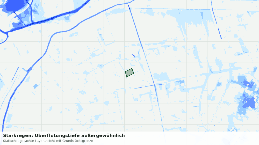 Statische Kartenansicht: Starkregen: Überflutungstiefe außergewöhnlich
