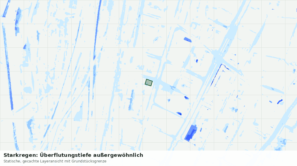 Statische Kartenansicht: Starkregen: Überflutungstiefe außergewöhnlich