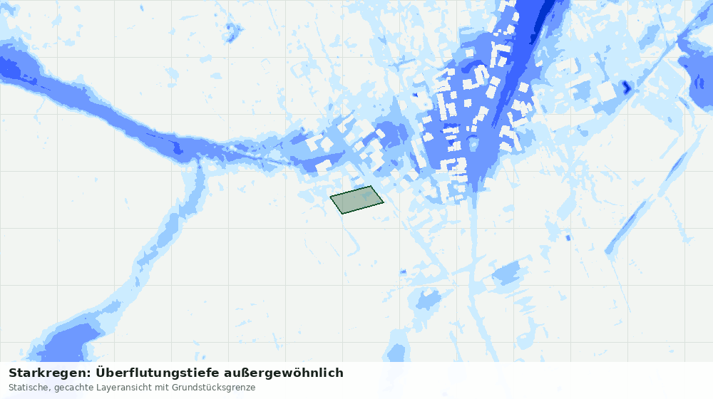 Statische Kartenansicht: Starkregen: Überflutungstiefe außergewöhnlich