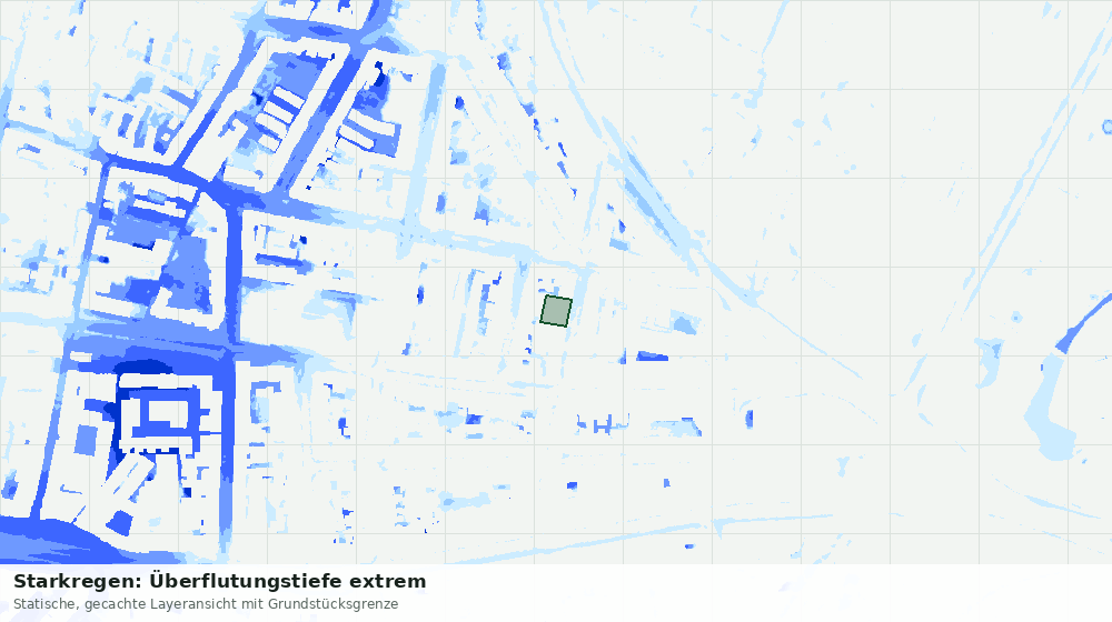 Statische Kartenansicht: Starkregen: Überflutungstiefe extrem