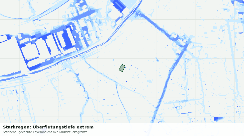 Statische Kartenansicht: Starkregen: Überflutungstiefe extrem