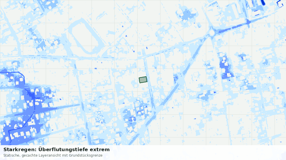 Statische Kartenansicht: Starkregen: Überflutungstiefe extrem