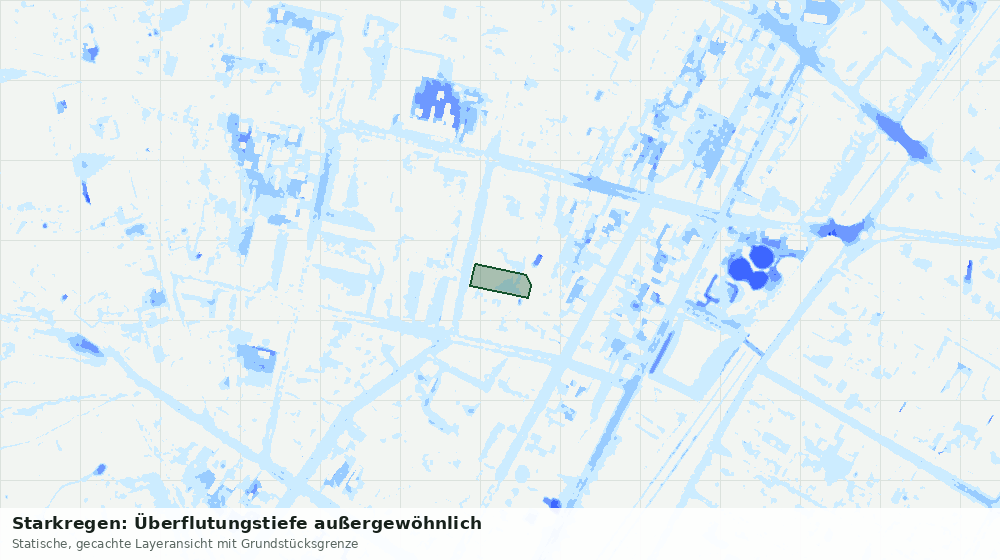 Statische Kartenansicht: Starkregen: Überflutungstiefe außergewöhnlich