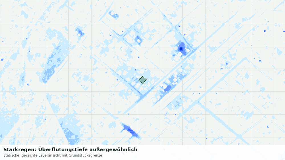 Statische Kartenansicht: Starkregen: Überflutungstiefe außergewöhnlich
