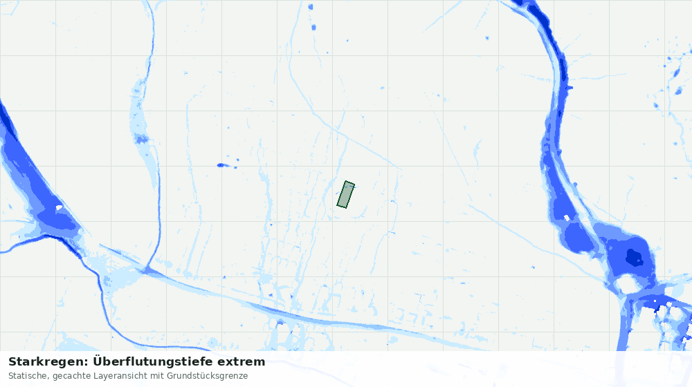 Statische Kartenansicht: Starkregen: Überflutungstiefe extrem