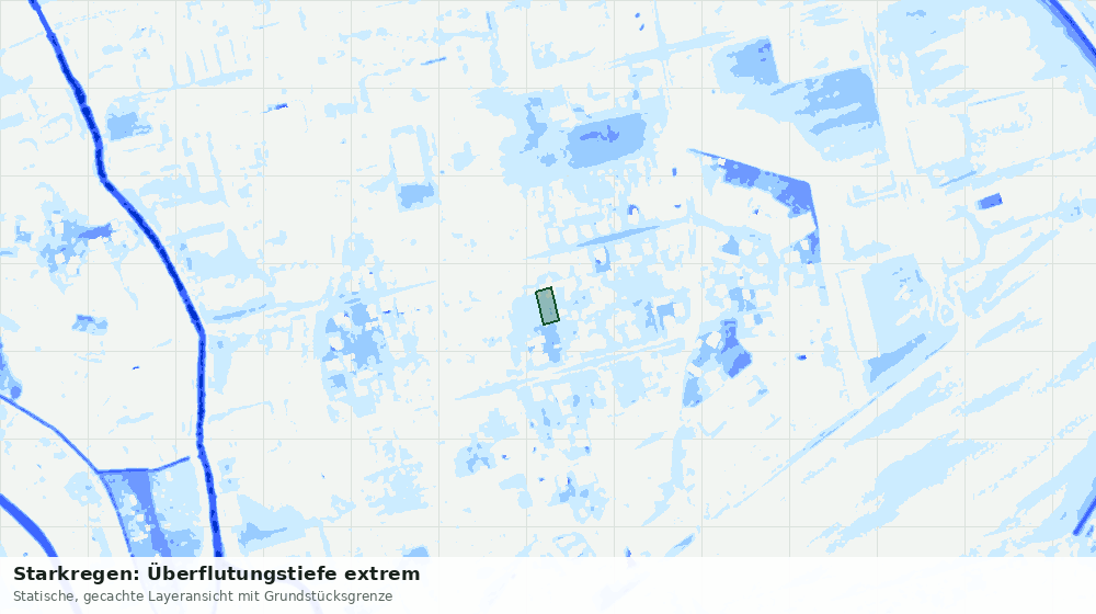 Statische Kartenansicht: Starkregen: Überflutungstiefe extrem