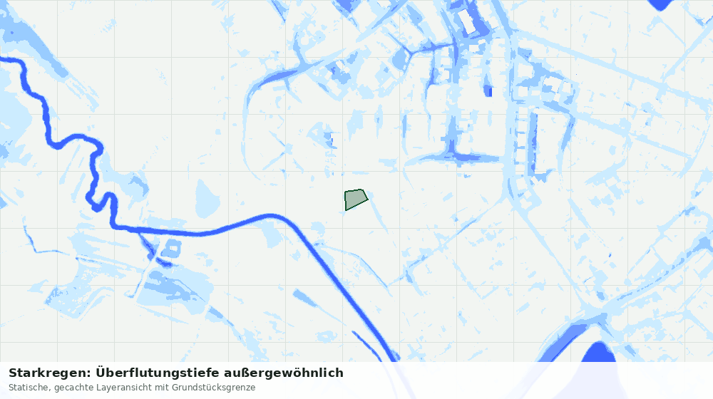 Statische Kartenansicht: Starkregen: Überflutungstiefe außergewöhnlich