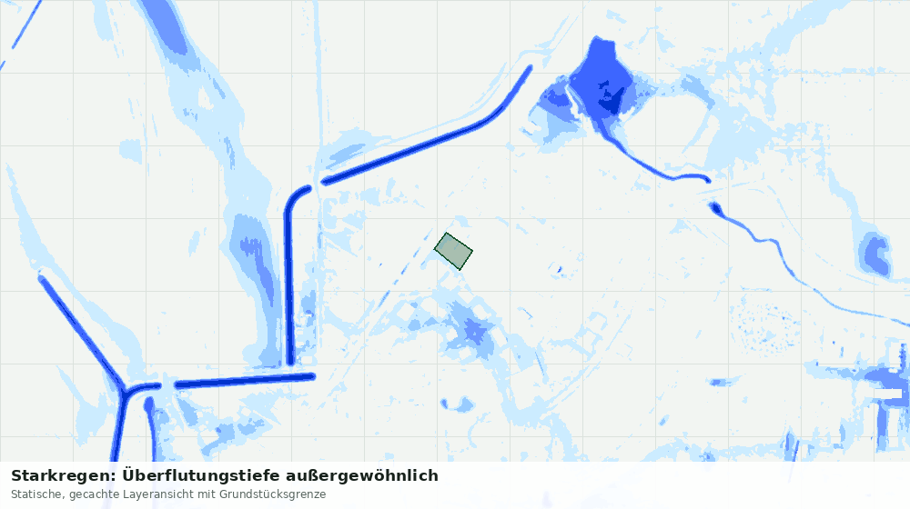 Statische Kartenansicht: Starkregen: Überflutungstiefe außergewöhnlich