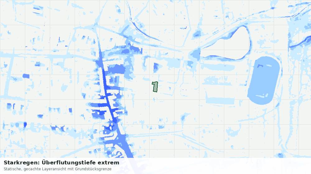 Statische Kartenansicht: Starkregen: Überflutungstiefe extrem