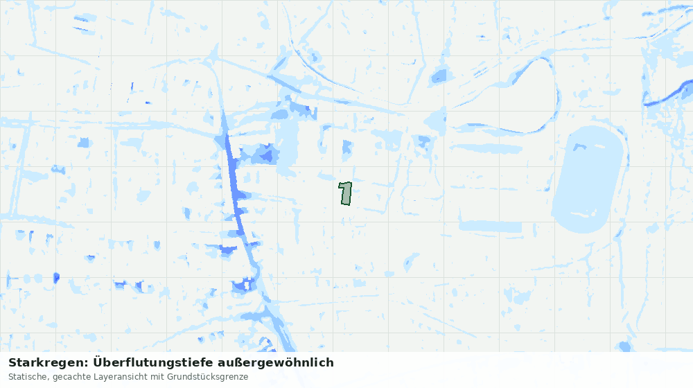 Statische Kartenansicht: Starkregen: Überflutungstiefe außergewöhnlich