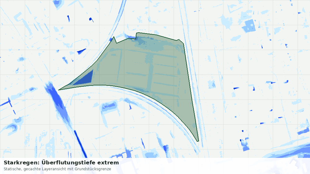 Statische Kartenansicht: Starkregen: Überflutungstiefe extrem