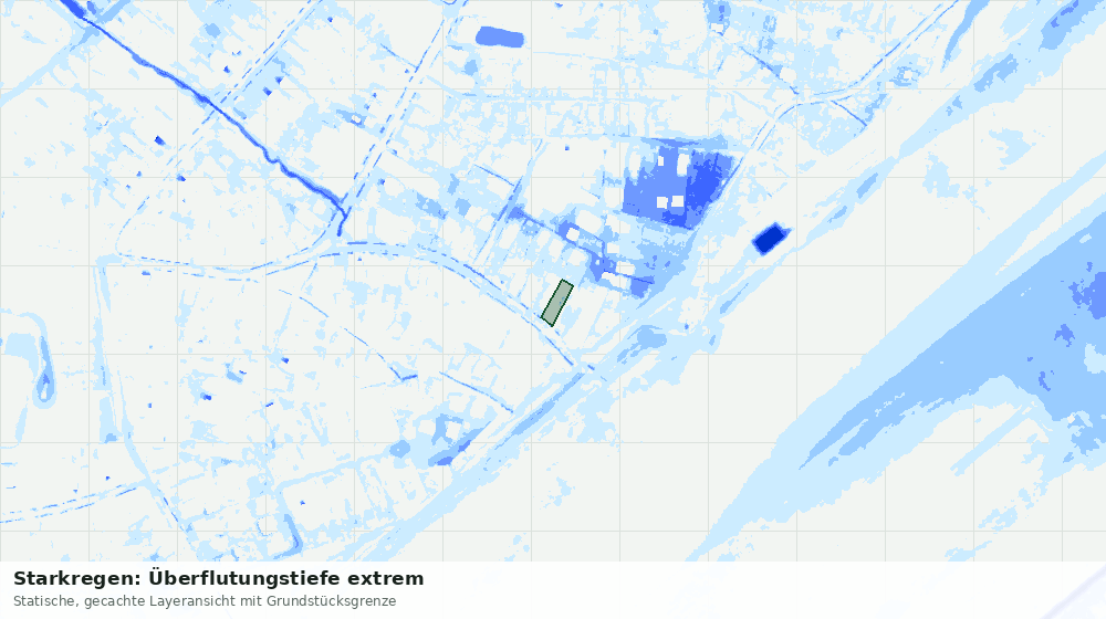 Statische Kartenansicht: Starkregen: Überflutungstiefe extrem