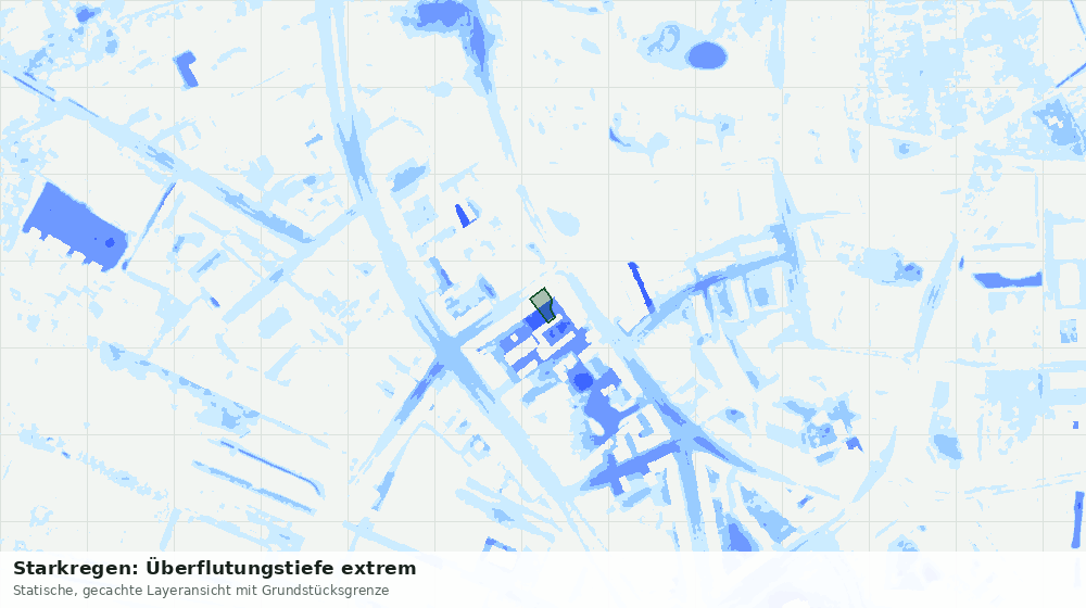 Statische Kartenansicht: Starkregen: Überflutungstiefe extrem
