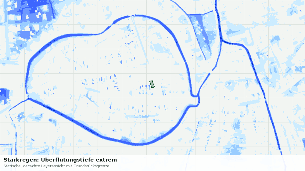 Statische Kartenansicht: Starkregen: Überflutungstiefe extrem
