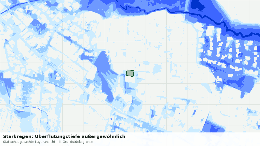 Statische Kartenansicht: Starkregen: Überflutungstiefe außergewöhnlich