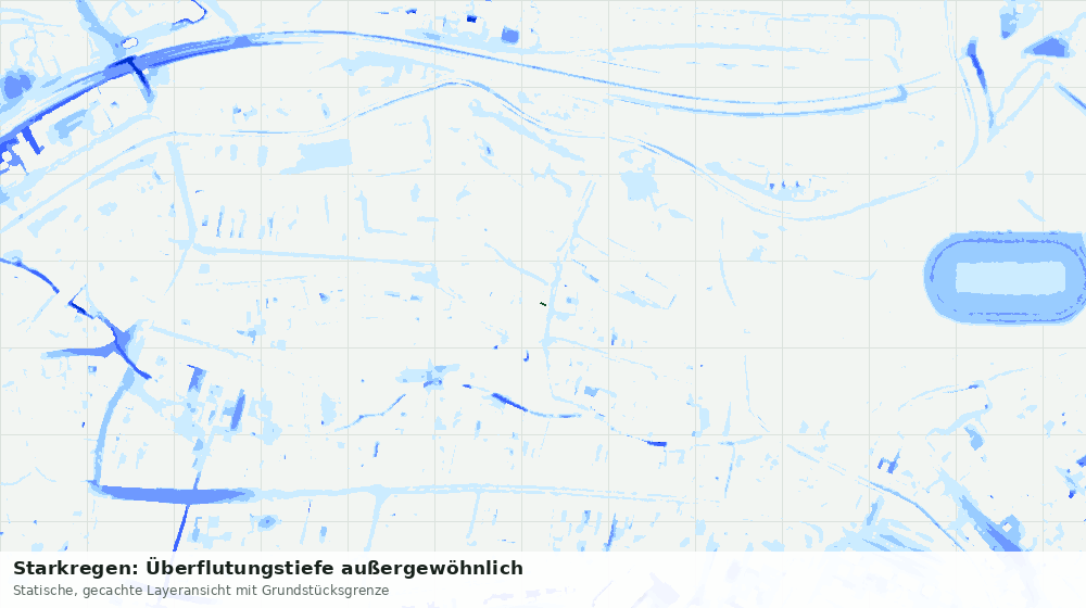 Statische Kartenansicht: Starkregen: Überflutungstiefe außergewöhnlich