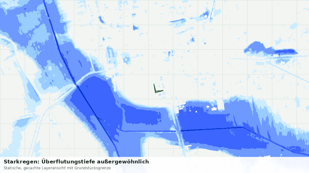 Statische Kartenansicht: Starkregen: Überflutungstiefe außergewöhnlich