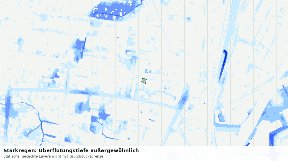 Statische Kartenansicht: Starkregen: Überflutungstiefe außergewöhnlich