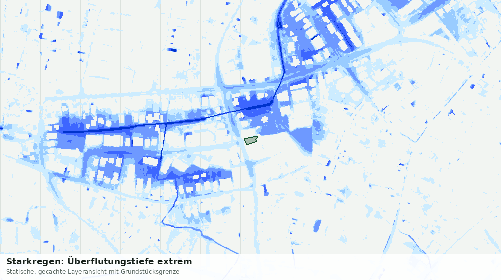 Statische Kartenansicht: Starkregen: Überflutungstiefe extrem