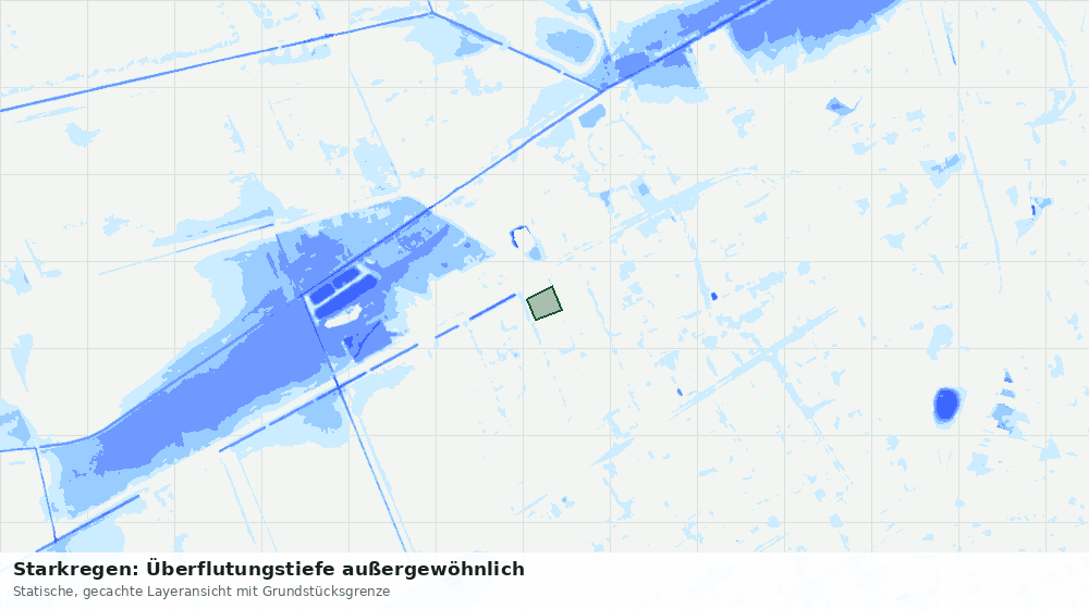 Statische Kartenansicht: Starkregen: Überflutungstiefe außergewöhnlich