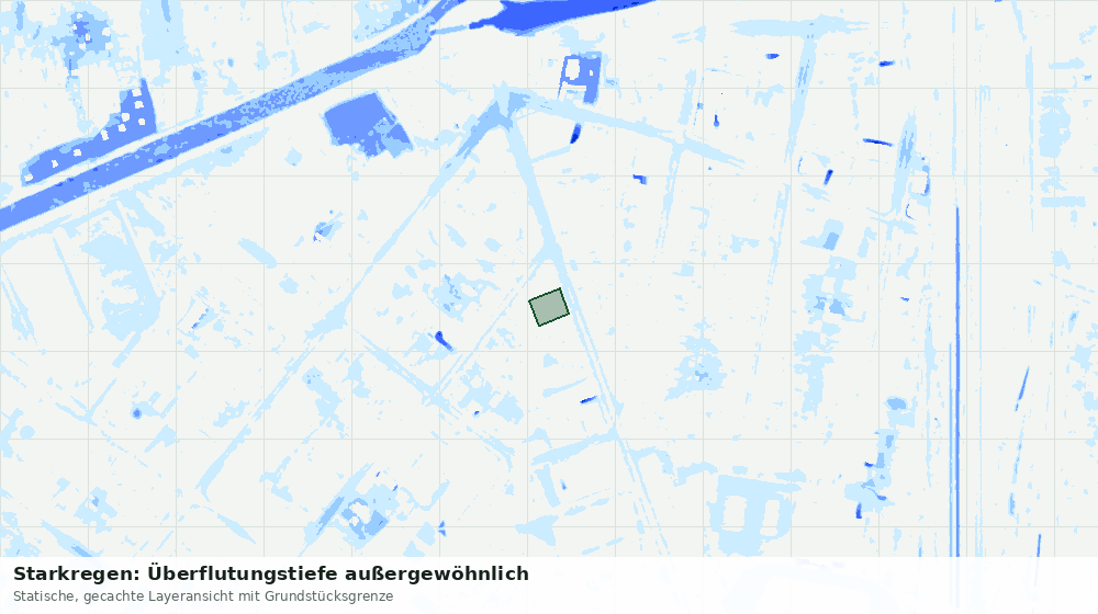 Statische Kartenansicht: Starkregen: Überflutungstiefe außergewöhnlich