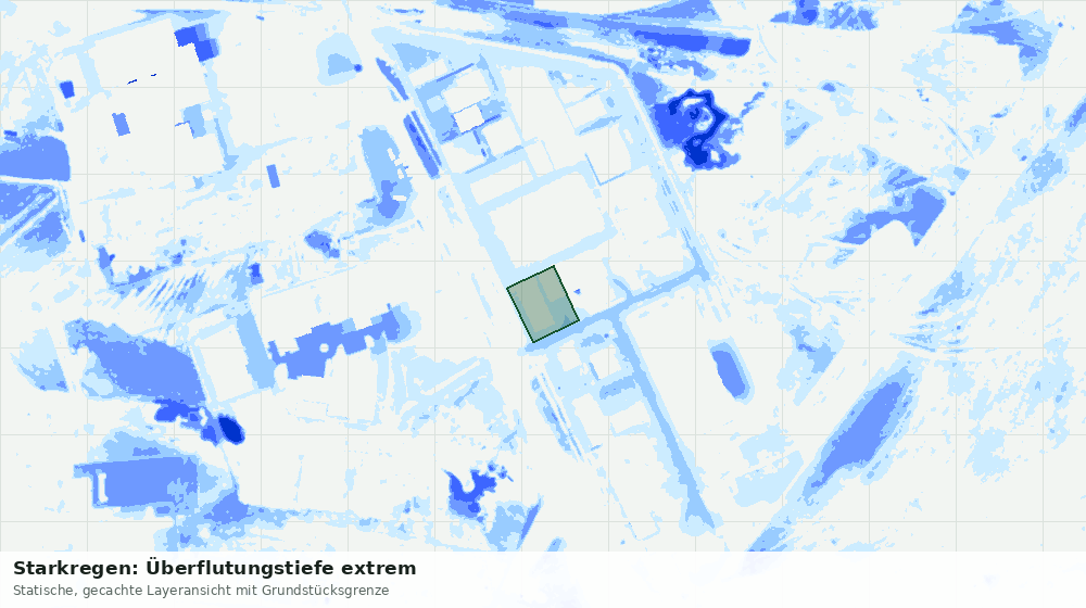 Statische Kartenansicht: Starkregen: Überflutungstiefe extrem