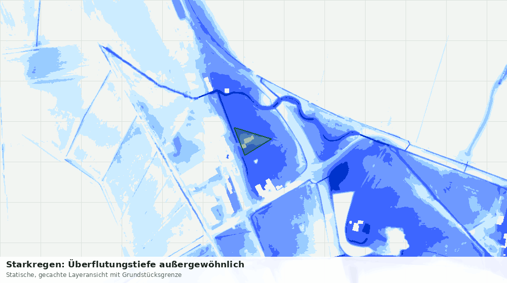 Statische Kartenansicht: Starkregen: Überflutungstiefe außergewöhnlich