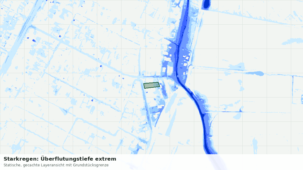 Statische Kartenansicht: Starkregen: Überflutungstiefe extrem