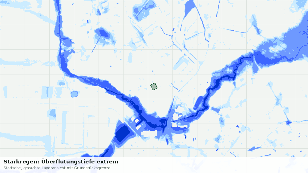 Statische Kartenansicht: Starkregen: Überflutungstiefe extrem