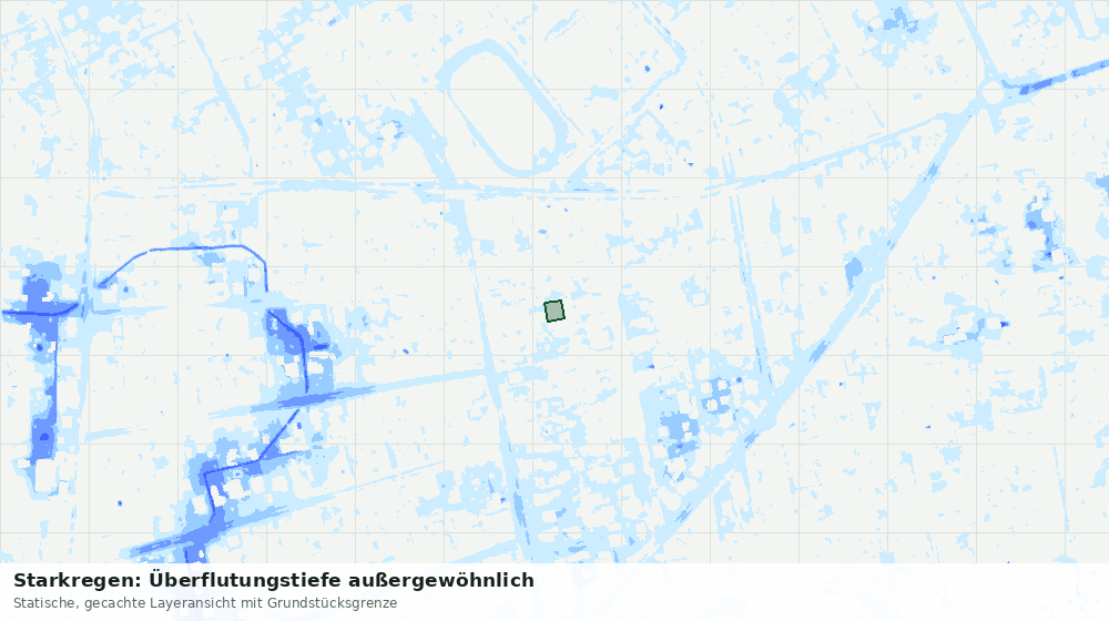 Statische Kartenansicht: Starkregen: Überflutungstiefe außergewöhnlich