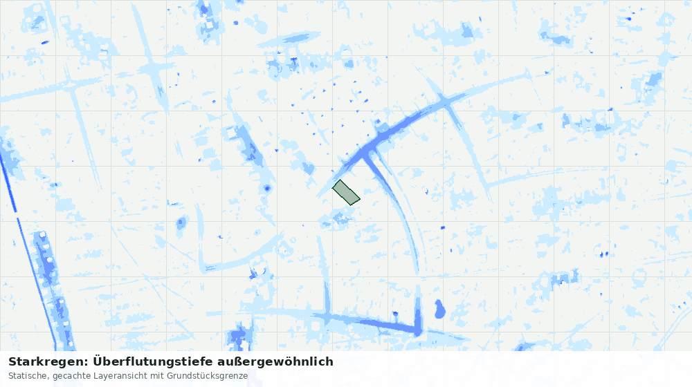 Statische Kartenansicht: Starkregen: Überflutungstiefe außergewöhnlich