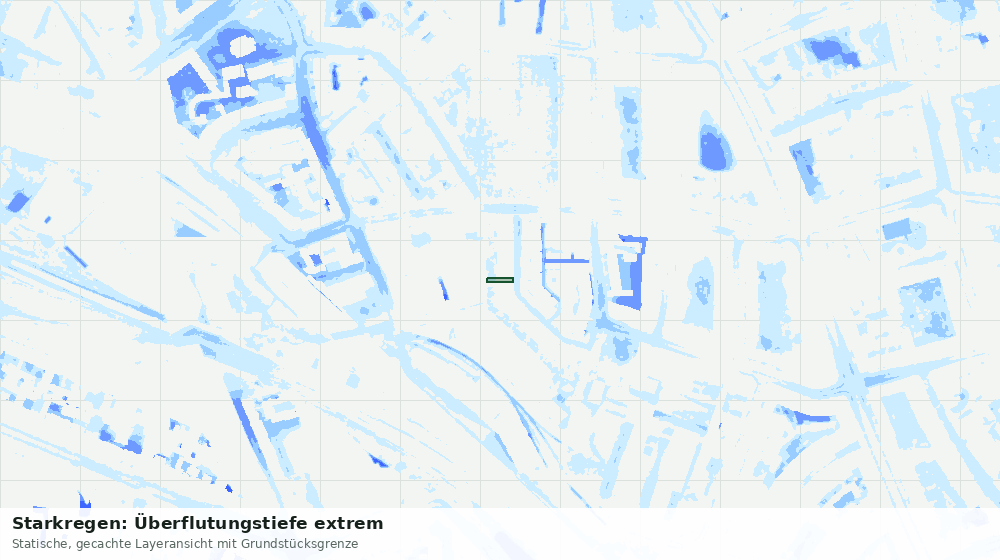 Statische Kartenansicht: Starkregen: Überflutungstiefe extrem
