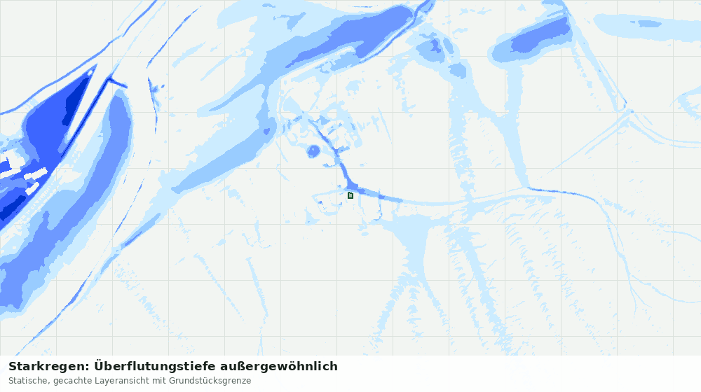 Statische Kartenansicht: Starkregen: Überflutungstiefe außergewöhnlich