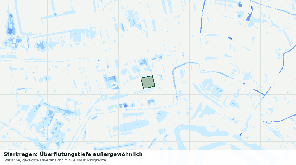 Statische Kartenansicht: Starkregen: Überflutungstiefe außergewöhnlich