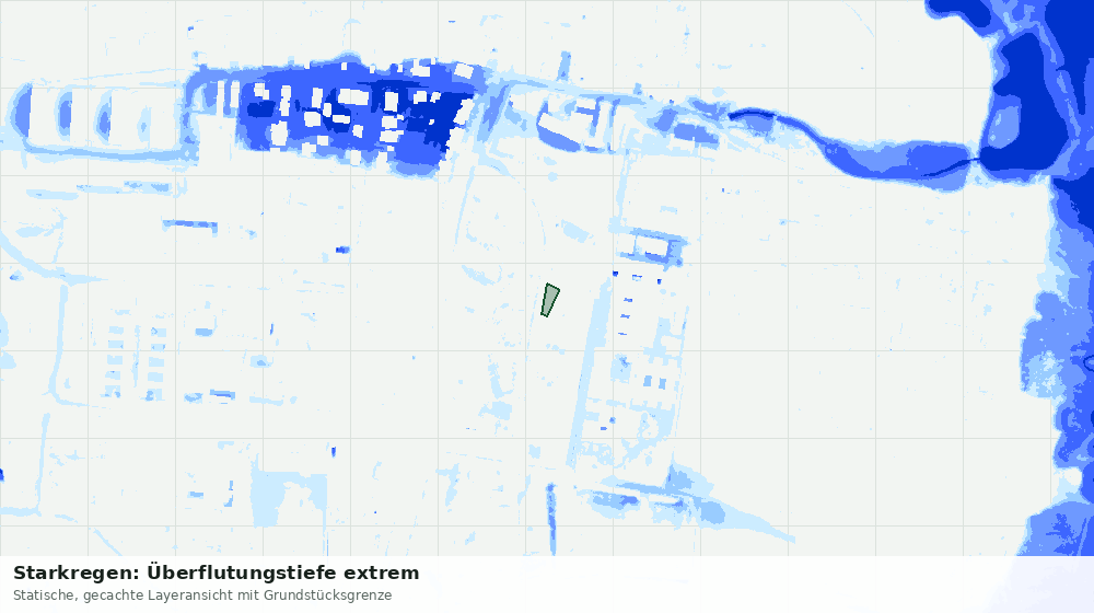Statische Kartenansicht: Starkregen: Überflutungstiefe extrem