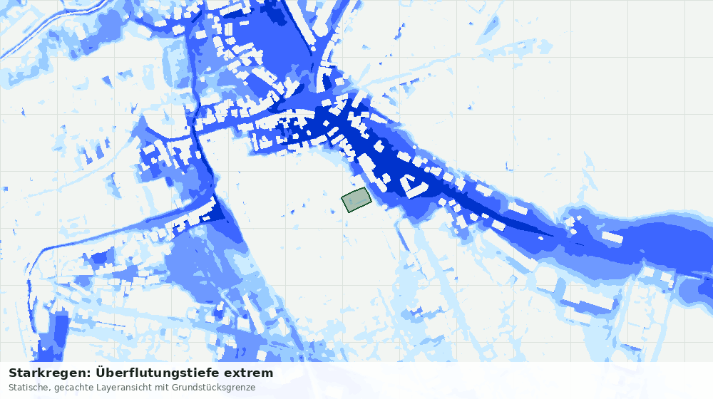 Statische Kartenansicht: Starkregen: Überflutungstiefe extrem