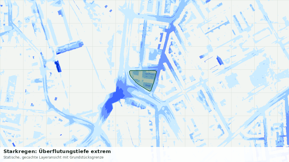 Statische Kartenansicht: Starkregen: Überflutungstiefe extrem