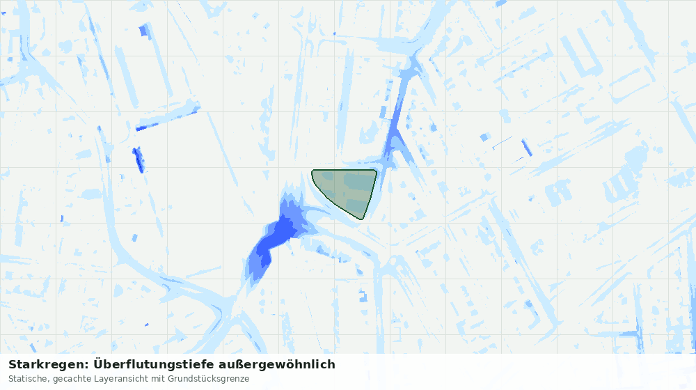 Statische Kartenansicht: Starkregen: Überflutungstiefe außergewöhnlich