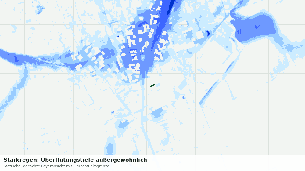 Statische Kartenansicht: Starkregen: Überflutungstiefe außergewöhnlich