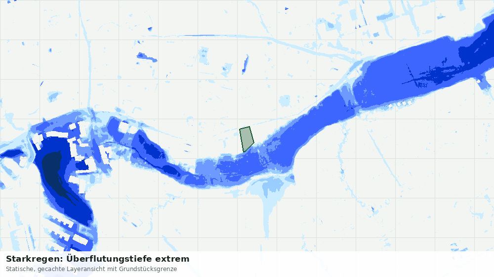Statische Kartenansicht: Starkregen: Überflutungstiefe extrem